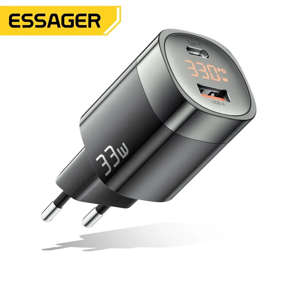 Прочный портовый USB-A Essager 2022 LingYun + зарядное устройство Type-C 33 Вт GaN Mini с кабелем (стандарт ЕС)