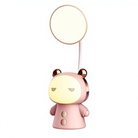 Lampe de bureau LED mini kawaii au design moderne, rechargeable par USB, en ABS, rose, cadeaux pour enfants et filles