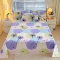 Parure de draps de lit moderne en polyester épais 130g, motif feuilles, douce pour la peau, pour dortoir, tailles Double, Queen, King, drap plat imprimé