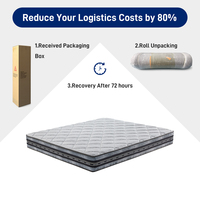 Matelas à ressorts ensachés modernes de 25 cm, compressé sous vide, avec housse en coton matelassée losanges, idéal pour chambre, hôtel, appartement