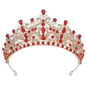 Tiara per Capelli da Sposa di Alta Qualità, Corona Nuziale con <span class=keywords><strong>5</strong></span> Cristalli Colorati per Matrimonio, Fidanzamento, Anniversario - Produzione Diretta - Product Image 1