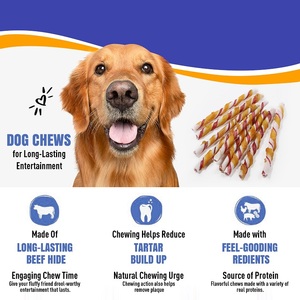 Rawhide chews โปรตีนสูง Rawhide wist ห่อไก่ beefhide และไก่ Twist Dog 5 "100กรัม/ถุงส่งเสริมการทำความสะอาดฟัน - Product Image 4