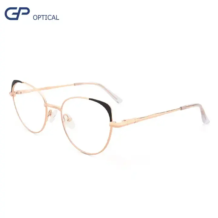 2024 nuevo diseño de alta calidad gafas con montura óptica Vintage venta al por mayor moda mujer gafas de Metal montura