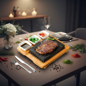 Piastra <span class=keywords><strong>per</strong></span> Grigliare <span class=keywords><strong>a</strong></span> <span class=keywords><strong>Pietra</strong></span> <span class=keywords><strong>Lavica</strong></span> da Tavolo, BBQ Interno Hibachi con <span class=keywords><strong>Pietra</strong></span> <span class=keywords><strong>Lavica</strong></span>, Piatti in Ceramica e Vassoio in Bambù - Product Image 2