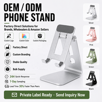Support de téléphone réglable en aluminium, pliable, pour bureau, support mobile stable en métal, OEM ODM, logo personnalisé pour les acheteurs B2B en gros