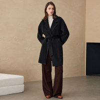 Manteau Femme Hiver 2026 en Cachemire et Laine Double Face CEID, Style Commuter, avec Dentelle Perlée et Épaisse Doublure Polaire, à Lacets