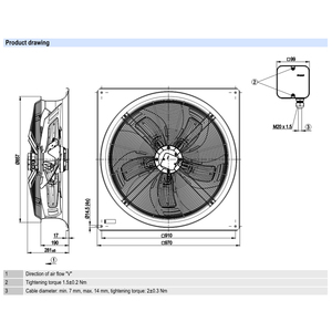 พัดลมแกน ebmpapst รุ่น W6D800-GD01-01 ขนาด 800 มม. กำลังไฟ 1940 วัตต์ 400 โวลต์ AC พัดลมไฟฟ้า พัดลมปรับอากาศ พัดลมระบายความร้อนแบบแกน - Product Image 3