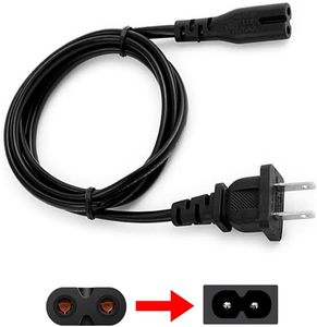 Black AC 2 Prong C8 <strong>Power</strong> <strong>Cord</strong> Standard 2-Slot for TV PS4 <strong>PS5</strong> Speaker Monitor Xbox Wall <strong>Power</strong> Cable Replacement - Product Image 3