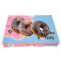 Boîte à beignets colorés avec logo personnalisé Emballage de boulangerie en papier de soie sulfurisé Boîte d'emballage de qualité alimentaire pour truffe brownie