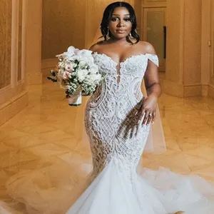 Popular New Designed African Luxury Wedding Dress With Fishtail Worn By Brides Mermaid Trumpet Wedding Dresses