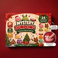 Calendrier de l'Avent de Noël en forme de boulette, compte à rebours de 24 jours, boîte surprise, jouets anti-stress mignons en TPR, cadeau de Noël surprise