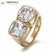 Bijoux de mode : Bague en or jaune 10K avec diamant de laboratoire taille ancienne double coussin, bague de fiançailles et de mariage pour hommes et femmes