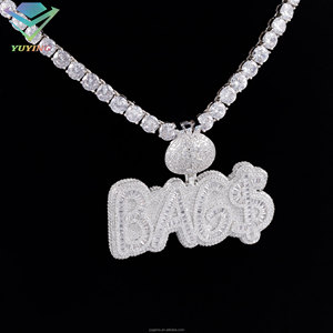 Pendentif Moissanite Entièrement Sertie Master Rocks Jewelry, Lettre Personnalisée Hiphop, Argent 925 Plaqué Or Rose, Certifié GRA, Unisexe - Product Image 4