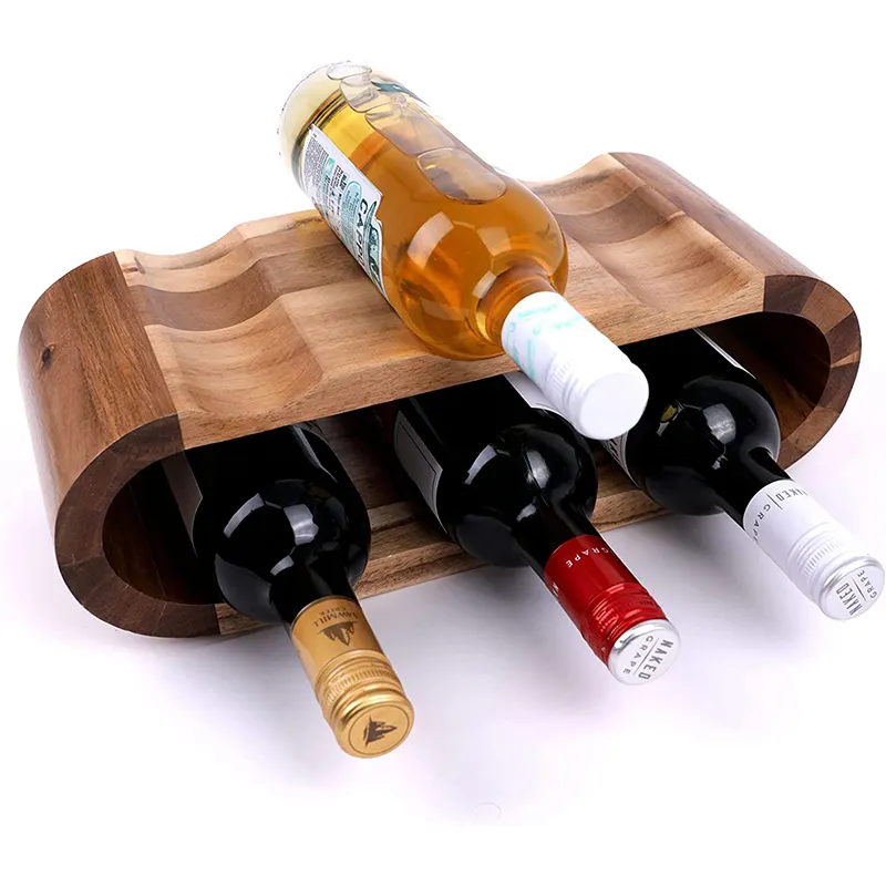 Perchero de madera para botellas de vino, personalizado, color marrón, adecuado para escritorio, acabado de troncos