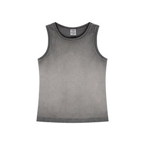 Fabricantes sin mangas de lavado ácido Vintage de verano informal con logotipo personalizado de peso pesado de alta calidad Moda callejera Mangas cortas para hombre - Product Image 4