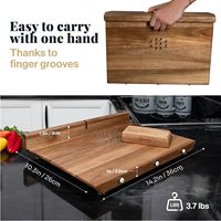 Houten snijplank voor één hand, snijplank met schilmesje, stalen broodhouder voor het voorbereiden van fruit en groenten