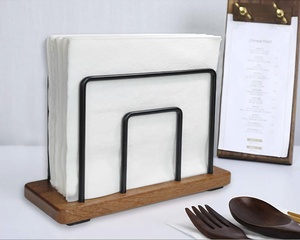 Porte-serviettes en bois massif avec fil métallique, distributeur de mouchoirs de table en bambou de haute qualité, porte-serviettes autoportant, support à mouchoirs - Product Image 4