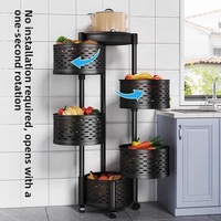 Panier à fruits et légumes moderne, chariot de rangement rotatif pour cuisine, plateau supérieur, grand panier carré en plastique et fil métallique