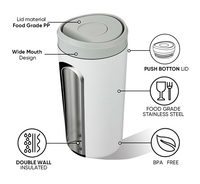 Tasse à café étanche thermique en acier inoxydable 14oz personnalisée tasses à café réutilisables sans Bpa avec couvercle bouton