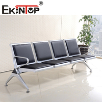 Fauteuils de Réception Ekintop en Cuir, Chaise d'Attente d'Aéroport, Banc d'Attente Public 3 Places