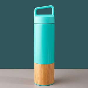 Commercio all'ingrosso Eco Friendly doppia parete in acciaio inox Tumbler manico di bambù borraccia acqua calda cassaforte 6-12 ore termica - Product Image 4