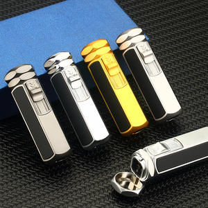 Briquet à gaz butane rechargeable personnalisé coupe-vent avec logo, briquet torche à 4 flammes droites avec boîte cadeau - Product Image 4