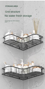 Estante de Almacenamiento de Baño de Acero Inoxidable Triangular de Dos Niveles, Moderno y Duradero, Estantes de Pared para Estaciones de Lavado - Product Image 4
