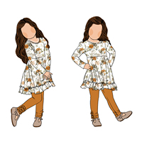 Style coréen décontracté motif floral super doux léger tricot oeillet dentelle volants bouton robe et leggings ensemble pour bébé filles