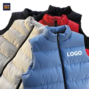 Chaqueta gruesa sin mangas para hombre, chaleco acolchado con logotipo personalizado de alta calidad, 100% poliéster, tejido informal de talla grande para invierno, 1 ud.