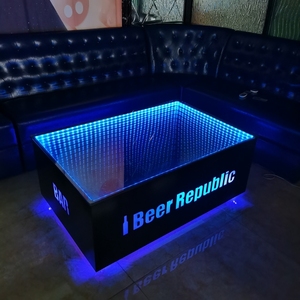 Linhao Infinite <strong>LED</strong> Glass <strong>Table</strong> Contemporary Style Coffee <strong>Table</strong> Or <strong>Bar</strong> Lounge For Night Club Infinity Glow <strong>LED</strong> Mirror <strong>Table</strong> - Product Image 5