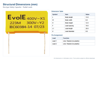 Condensateur de sécurité Y2 de type boîtier EV-CT7B, condensateur céramique X1 Y1 Y2 400VAC 22nF 10-10000pF CQC VDE UL cULus EvolE