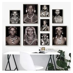 Décoration de la maison <span class=keywords><strong>noir</strong></span> <span class=keywords><strong>et</strong></span> <span class=keywords><strong>blanc</strong></span> salon toile peinture mur photos quadro cuadros femmes africaines homme mur Art <span class=keywords><strong>Portrait</strong></span> - Product Image 2