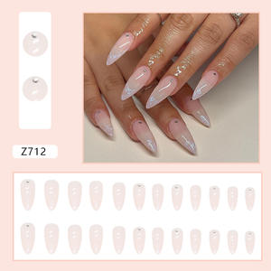 Qianya Ballet Press on Nails 24 piezas-Sparkling Diamond Glitter Nail Art Set Sweet Cool Girl <span class=keywords><strong>Uñas</strong></span> postizas de lujo <span class=keywords><strong>con</strong></span> pegamento - Product Image 3