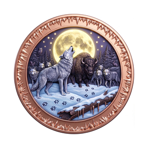 Moneta Commemorativa Squisita Prime da 1oz in Rame .999 con Drago di Fuoco e Gnomi, Gemma d'Oro 3D in Rilievo, con Mitologia per Regalo Fantasy - Product Image 3