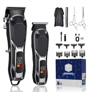 <span class=keywords><strong>Tondeuse</strong></span> à cheveux électrique professionnelle pour hommes avec ciseaux en acier inoxydable et cape – <span class=keywords><strong>Kit</strong></span> complet pour barbier - Product Image 1