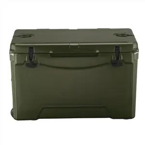 China Custom Günstige Kunststoff Aufbewahrung sbox Isolierte 75Qt Angel kühler Box Big Ice Cooler Mit Rädern