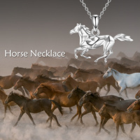 Bijoux animaux fins Collier pendentif à breloque cheval 3D plaqué rhodium en argent sterling S925