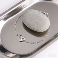 Bracelet à maillons fins en argent 925 plaqué platine pour femmes, personnalisé, avec zircone cubique étincelante en forme de cœur, exclusif