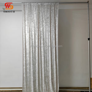 SMOOTH Wedding Events Decorative Fabric Drapery <b>Champagne</b> <b>Color</b> 10ft by 10ft Crushed Velvet Backdrop <b>Curtain</b> - Product Image 4