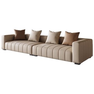 Piano Key Genuine Leather Sofa Top Grain Cowhide Modern Straight Line Three Seater Living Room Sofa - Product Image 4