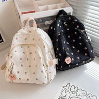 Ransel Siswa Sekolah Dasar Mini Gaya Jepang Korea Motif Bunga Tahan Air Nilon Tahan Lama Tas Travel Baru 2024