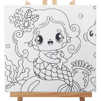Kit d'art pour enfants à prix de gros abordable, cadre en bois de pin étiré 20x20 cm avec motif personnalisé pré-imprimé et peinture acrylique