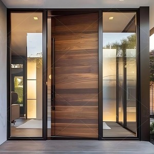 Puerta de Entrada Blindada de Alta Gama <span class=keywords><strong>para</strong></span> Exteriores con Diseño de Madera, Puerta de Entrada Moderna de Acero de Seguridad Antirrobo en Venta - Product Image 3