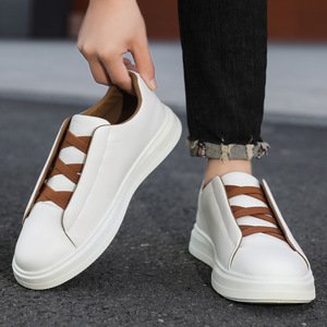 Men's Sporty <b>Lace</b>-Up & Slip-On Closed Toe Lightweight Cushioned Anti-Slip <b>White</b> Sneakers for Spring Autumn Winter All Seasons - Product Image 4
