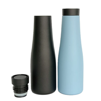 Botol termos Stainless Steel 590ml, botol termos Mug vakum baja tahan karat 304 ml, dinding ganda mulut kecil, dengan tutup Sip 360 derajat