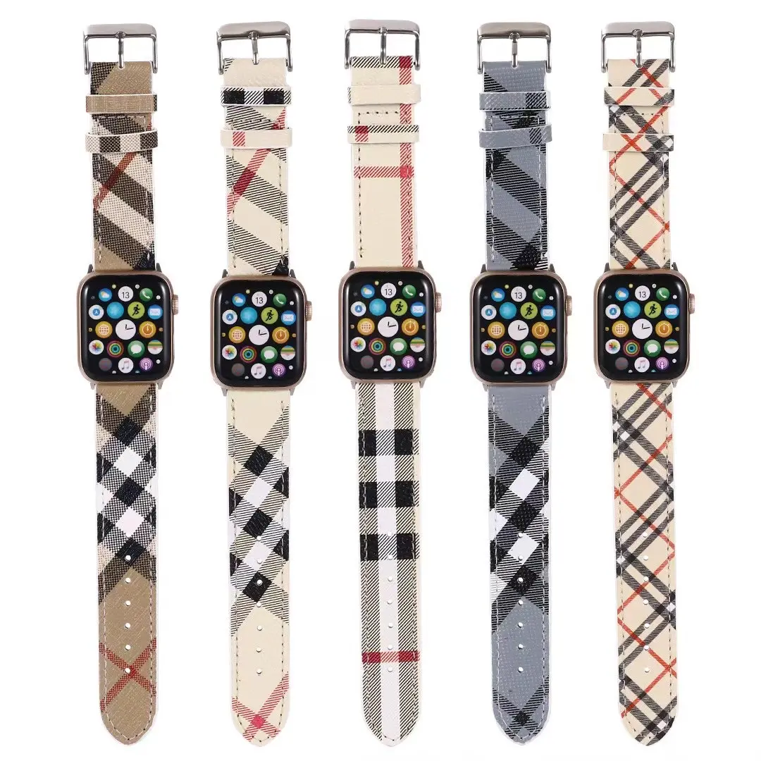 Luxury designer replacement for apple watch band 38mm 40mm 44mm 42mm leather watch strap bracelet for iwatch 7 41 45mm