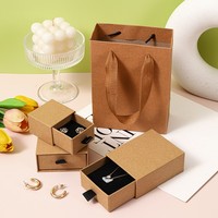 Boîte à bijoux en papier kraft personnalisée avec insert en velours pour bague, collier, boucles d'oreilles, emballage cadeau, boîte de luxe écologique