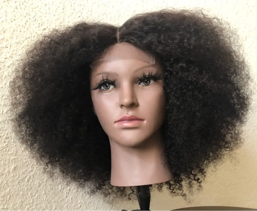 Parrucche ricci crespi Afro Fuxin attaccatura dei capelli naturale 150% densità Remy capelli umani per donne nere parrucca Bob anteriore in pizzo corto all'ingrosso