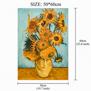 Pintura al Óleo sobre Lienzo de Alta Calidad, 50*60cm, Reproducción del Famoso Cuadro de <span class=keywords><strong>Van</strong></span> <span class=keywords><strong>Gogh</strong></span>, Doce <span class=keywords><strong>Girasoles</strong></span>, Hecha a Mano, Decoración para Sala de Estar - Product Image 2
