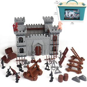 Jeu de Rôle Imaginatif pour Enfants 4-6 Ans : Ensemble de Soldats en Plastique Éducatif avec Grand Château <span class=keywords><strong>du</strong></span> Royaume des Chevaliers et Figurines Cool Argent/Noir - Product Image 1